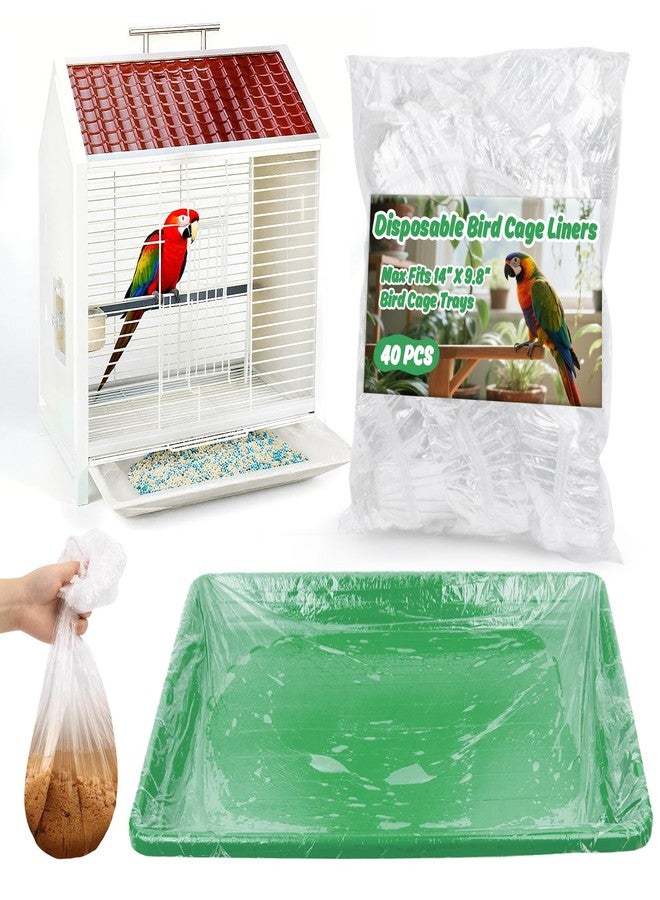 RAINFLOW Disposable Bird Cage Liner - 40PCS Elastic Plastic Small Animal Cage Liners Waterproof Easy to Clean Leakproof for Portable Birdcage Litter Box Liners for Parakeet Hedgehog Hamster (14x9.8in)